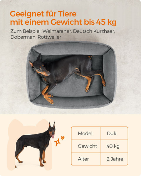 Rootz Plush Dog Bed - Pet Bed - Cozy Bed - Imitation Linen - Anti-Slip Fabric - PP Padding - 120cm x 90cm x 30cm