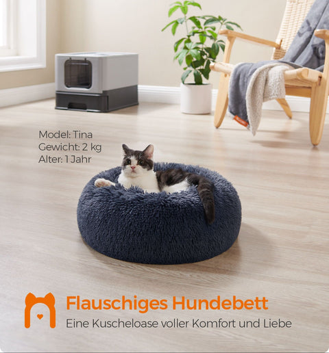 Rootz Fluffy Dog Bed - Plush Pet Bed - Washable Pet Nest - Cozy Comfort - 40cm x 15cm - Grey