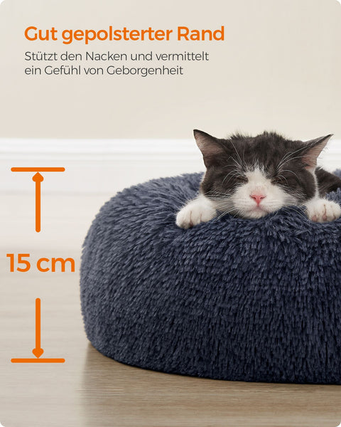 Rootz Fluffy Dog Bed - Plush Pet Bed - Washable Pet Nest - Cozy Comfort - 40cm x 15cm - Grey