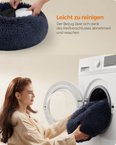 Rootz Fluffy Dog Bed - Plush Pet Bed - Washable Pet Nest - Cozy Comfort - 40cm x 15cm - Grey