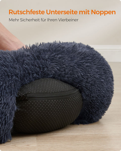 Rootz Fluffy Dog Bed - Plush Pet Bed - Washable Pet Nest - Cozy Comfort - 40cm x 15cm - Grey