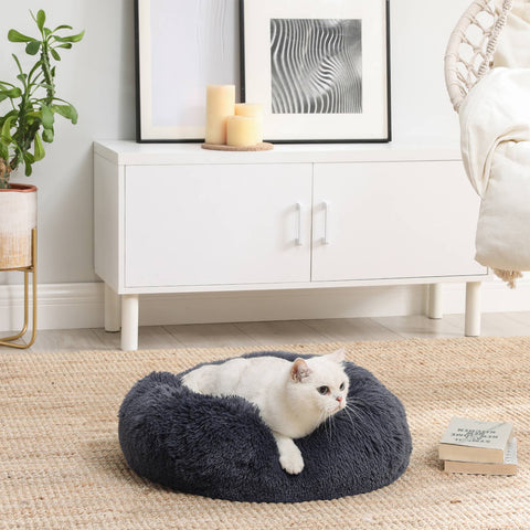 Rootz Dark Gray Dog Bed - Pet Nest - Donut Dog Sofa - Memory Foam Comfort - 50cm x 20cm