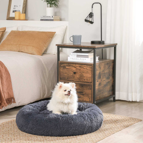 Rootz Dark Gray Dog Bed - Pet Nest - Donut Dog Sofa - Memory Foam Comfort - 50cm x 20cm