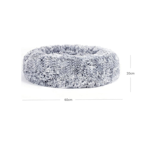 Rootz Donut Hondenbed - Dierenbank - Traagschuimbed - Pluche materiaal - Comfortabel en duurzaam - 60 cm x 20 cm - Grijs