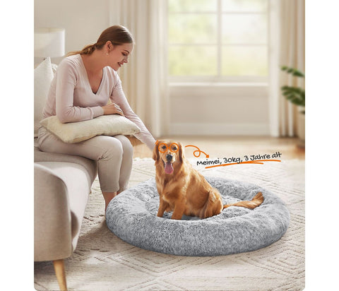 Rootz Fluffy Dog Bed - Plush Pet Bed - Cozy Canine Cushion - Grey - 120cm x 20cm