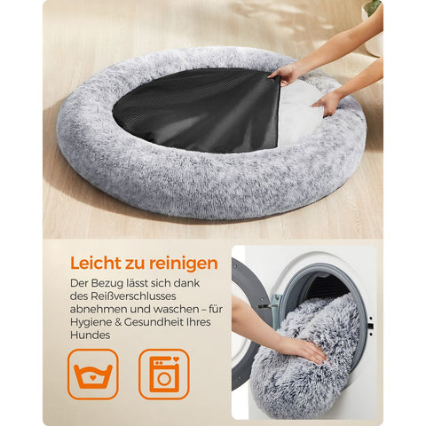 Rootz Fluffy Dog Bed - Plush Pet Bed - Cozy Canine Cushion - Grey - 120cm x 20cm