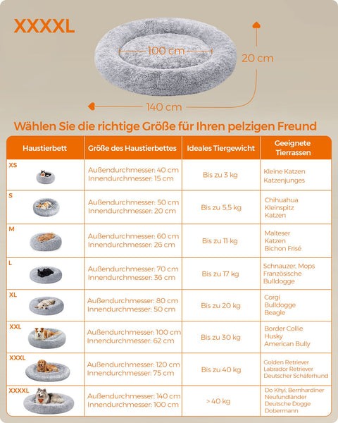 Rootz Plush Dog Bed - Pet Bed - Cozy Cushion - Soft Filling - Ombre Gray - 140cm x 20cm - Lightweight 4.8kg