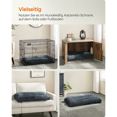 Rootz Dark Gray Dog Bed - Pet Mat - Cushioned Bed - PV Plush Material - PP Filling - Rubber Nubs Fabric - Orthopedic Support - Comfortable Sleep - Easy to Clean - 110cm x 73cm x 10cm