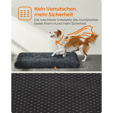 Rootz Dark Gray Dog Bed - Pet Mat - Cushioned Bed - PV Plush Material - PP Filling - Rubber Nubs Fabric - Orthopedic Support - Comfortable Sleep - Easy to Clean - 110cm x 73cm x 10cm