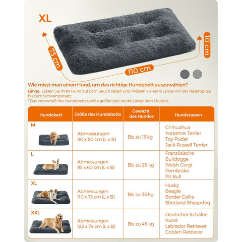 Rootz Dark Gray Dog Bed - Pet Mat - Cushioned Bed - PV Plush Material - PP Filling - Rubber Nubs Fabric - Orthopedic Support - Comfortable Sleep - Easy to Clean - 110cm x 73cm x 10cm