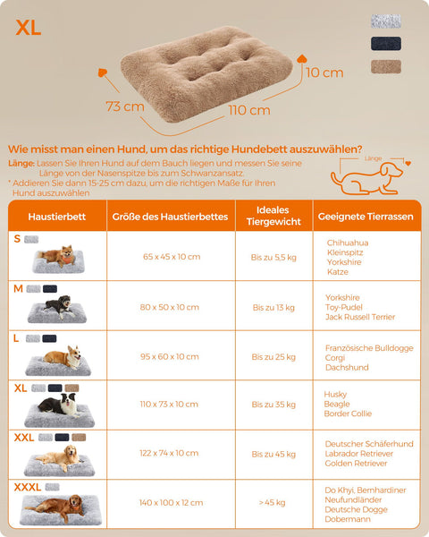 Rootz Plush Dog Bed - Pet Mat - Cushioned Pet Bed - Comfortable - Durable - Easy to Clean - 110cm x 73cm x 10cm