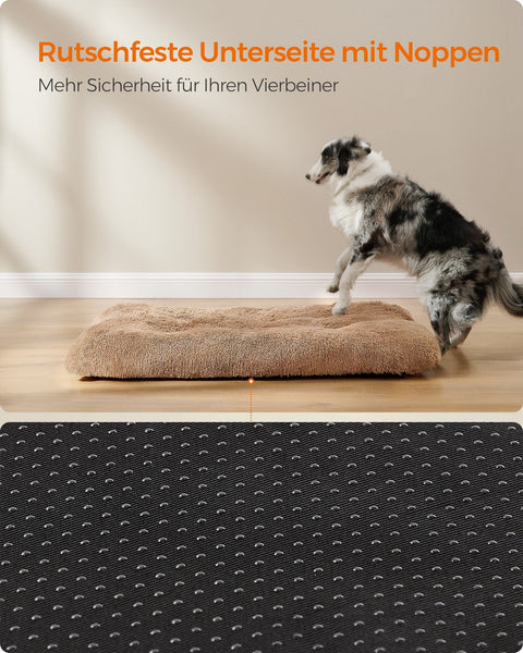 Rootz Camel Brown Hondenbed - Huisdiermat - Gewatteerd bed - Pluche materiaal - Antislipstof - Orthopedische ondersteuning - 122 cm x 74 cm x 10 cm