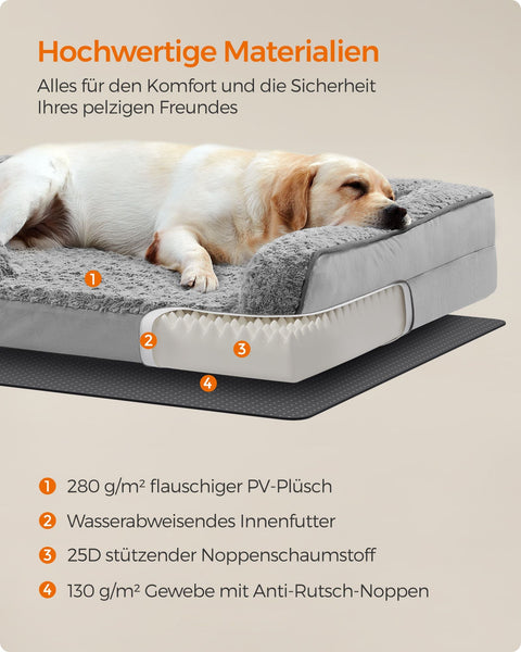 Rootz Orthopedic Dog Bed - Large Dog Bed - Pet Mattress - Joint Support - 122cm x 89cm x 18cm -  Grey