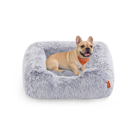 Rootz Dog Bed - Pet Cushion - Removable Cover - Increased Edges for Comfort - 71cm x 55cm x 18cm -  Grey