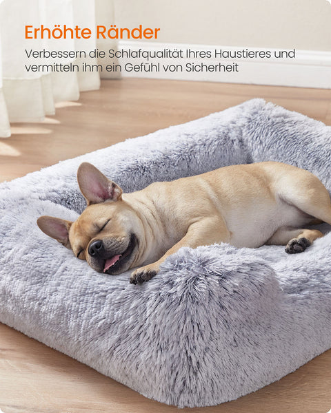 Rootz Dog Bed - Pet Cushion - Removable Cover - Increased Edges for Comfort - 71cm x 55cm x 18cm -  Grey