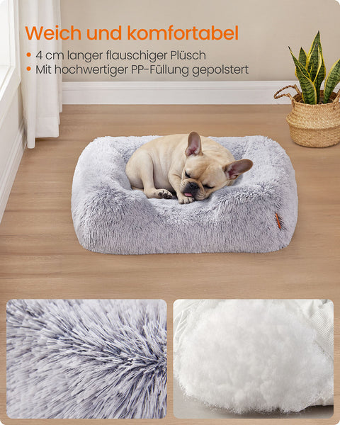 Rootz Dog Bed - Pet Cushion - Removable Cover - Increased Edges for Comfort - 71cm x 55cm x 18cm -  Grey