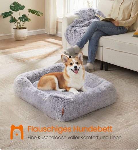 Rootz Dog Bed - Pet Cushion - Animal Mattress - Removable Cover - 91 x 68 x 18 cm -  Grey - Comfort & Style