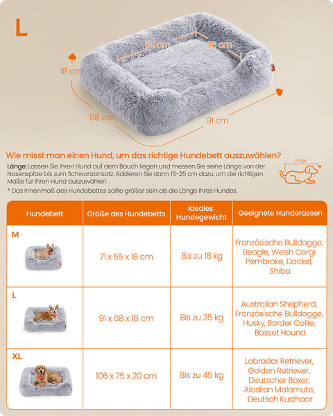 Rootz Dog Bed - Pet Cushion - Animal Mattress - Removable Cover - 91 x 68 x 18 cm -  Grey - Comfort & Style