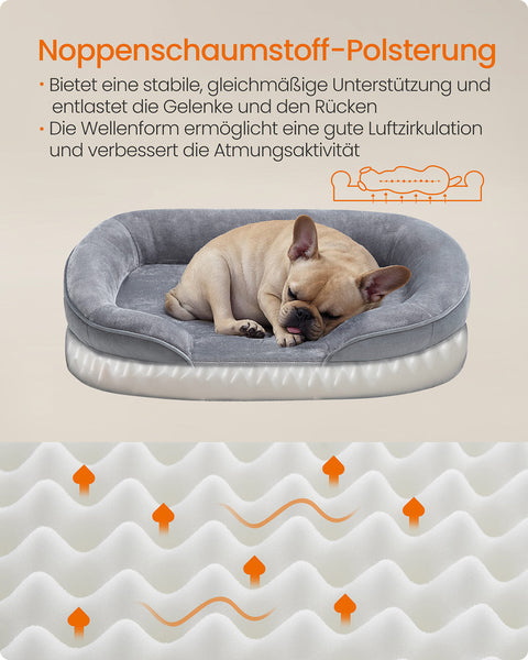 Rootz Dog Bed - Pet Cushion - Comfort Sleep Pad - Orthopedic Support - Grey - 76cm x 51cm x 18cm