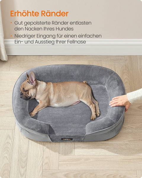 Rootz Dog Bed - Pet Cushion - Comfort Sleep Pad - Orthopedic Support - Grey - 76cm x 51cm x 18cm