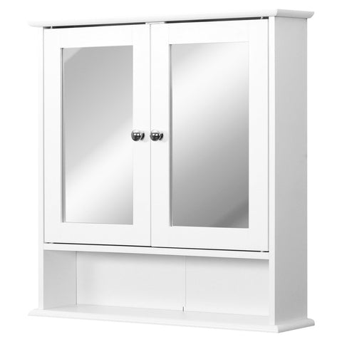 Rootz Wall Mirror Bathroom Shelf - Vanity Mirror - Reflective Cabinet - Adjustable Shelf - 56L x 13W x 58H cm