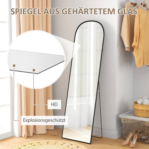 Rootz Stand Mirror - Full Body Mirror - Modern Design - Clear Reflection - 50cm x 1.5cm x 161.5cm - Black