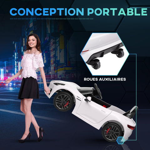 Rootz Maserati Electric Kids Car - 12V Ride-On - Parental Control - 50min Play - 98x59x43cm - For Ages 3-5 - White