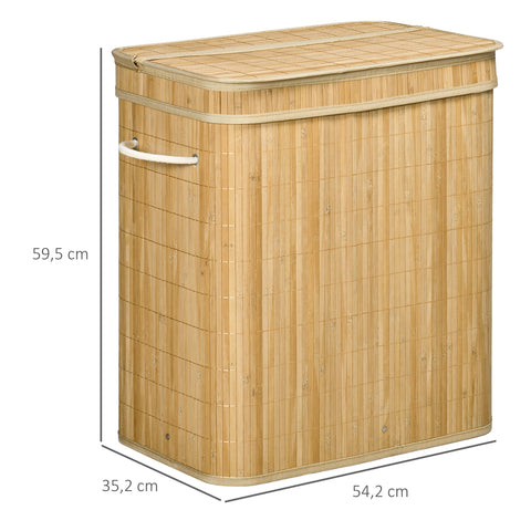 Rootz Bamboo Laundry Basket - Hamper - Clothes Bin - 90L Capacity - Portable - 54.2 x 35.2 x 59.5 cm