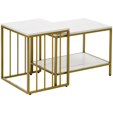 Rootz 2 Piece Set Square Interior Tables - Art Deco Tables - Side Tables - Durable Structure - 45x45x50.5cm & 40x60x45cm