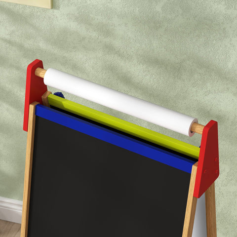 Rootz 3-in-1 Children's Easel - Chalkboard - Whiteboard - Creative Fun - 61L x 47W x 113H cm - Adjustable Height 95-110 cm - Includes Accessories