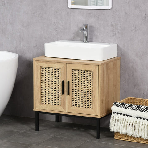 Rootz kleankin Boho badkamermeubel - stijlvolle opbergoplossing - functionele wastafelkast - modern boho-ontwerp - duurzaam hout - 60 cm x 39 cm x 60 cm