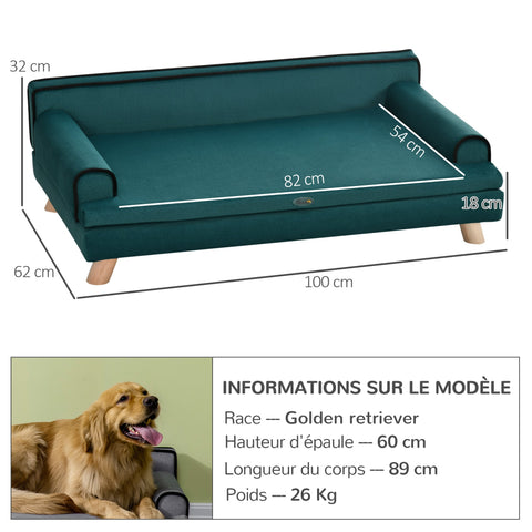 Rootz Pet Canapé - Dog Sofa - Cat Couch - Fluffy Cushion - 100cm x 62cm x 32cm - Stylish Scandinavian Design