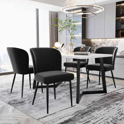 Rootz Velvet Dining Chair - Modern Upholstered Seat - Padded Seating - Exceptional Comfort - 47L x 43W x 86H cm