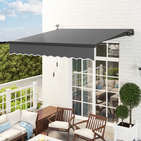 Rootz Klemmmarkise - UV Protection Awning - Joint Arm Awnings - Solar-powered LED Lights - 295cm x 250cm - Enhance Outdoor Comfort