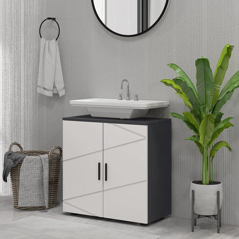 Rootz Bathroom Dresser - Wash Basin Unit - Bathroom Cabinet - Extra Storage - Grey - 60cm x 30cm x 60cm