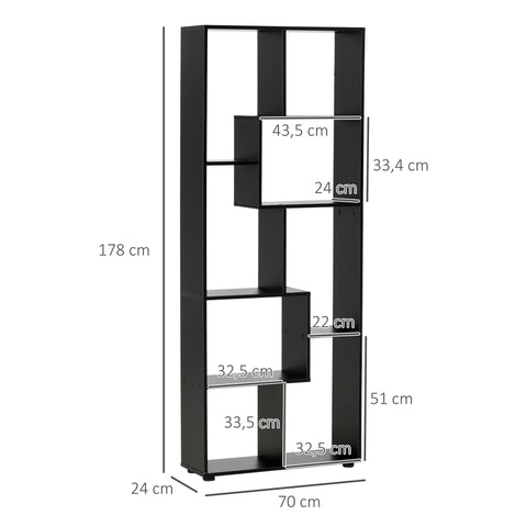 Rootz Bookcase Zig-Zag Design - Shelving Unit - Room Divider - Ample Storage - 70L x 24W x 178H cm