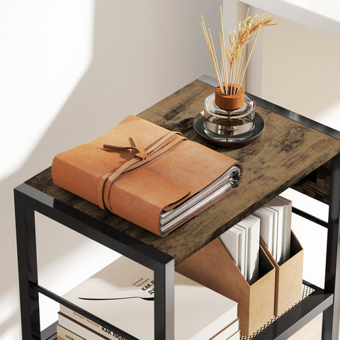 Rootz Printer Rack - Printing Shelf - Mobile Stand - Dual EU Sockets - 42cm x 28.5cm - Holds Up to 40kg - Rustic Brown and Black