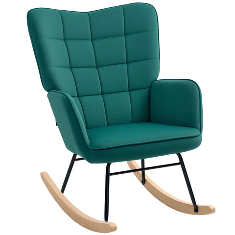 Rootz Rocking Chair - Velvet Cover - Armchair - Steel Frame - Complete Support - 71cm x 98cm x 101cm