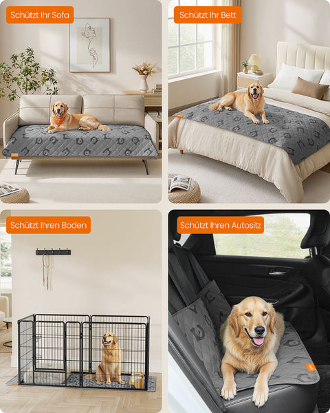 Rootz Waterproof Dog Blanket - Pet Cover - Non-Slip Blanket - Microfiber Fabric - 178cm x 76cm -  Grey