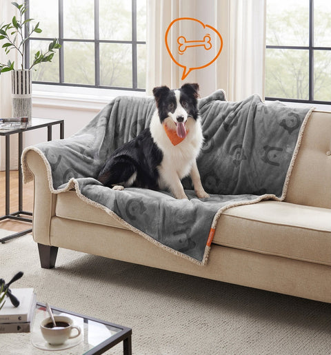 Rootz Pet Blanket - Dog Blanket - Puppy Throw - Sherpa Material - TPU Film - Flannel Fabric - Lightweight - Cozy - Large Size 152cm x 127cm