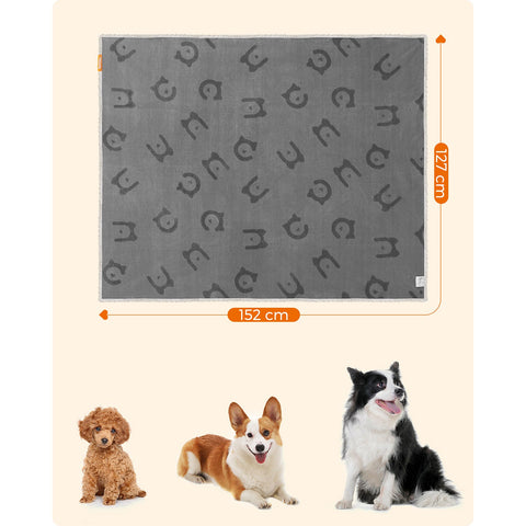 Rootz Pet Blanket - Dog Blanket - Puppy Throw - Sherpa Material - TPU Film - Flannel Fabric - Lightweight - Cozy - Large Size 152cm x 127cm