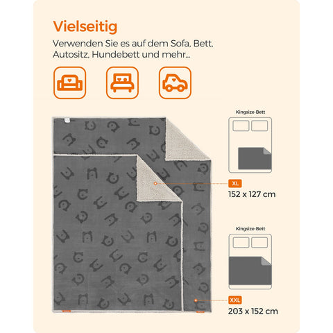 Rootz Pet Blanket - Dog Blanket - Puppy Throw - Sherpa Material - TPU Film - Flannel Fabric - Lightweight - Cozy - Large Size 152cm x 127cm