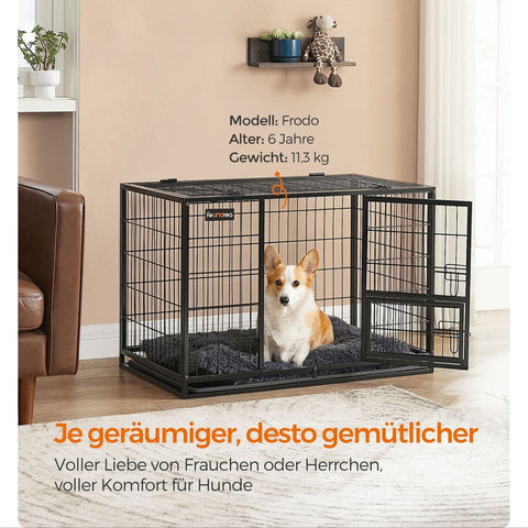 Rootz Heavy Duty Dog Cage - Pet Crate - Steel Construction - Spacious Interior - Easy Access Doors - Removable Tray - 92.5cm x 57.5cm x 64cm