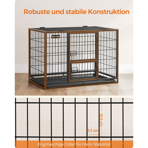 Rootz Heavy Duty Dog Cage - Pet Crate - Steel Construction - Spacious Interior - Easy Access Doors - Removable Tray - 92.5cm x 57.5cm x 64cm