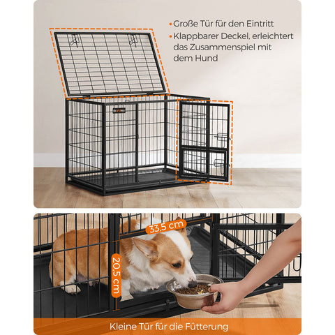 Rootz Heavy Duty Dog Cage - Pet Crate - Steel Construction - Spacious Interior - Easy Access Doors - Removable Tray - 92.5cm x 57.5cm x 64cm