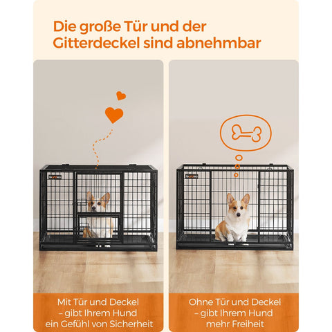 Rootz Heavy Duty Dog Cage - Pet Crate - Steel Construction - Spacious Interior - Easy Access Doors - Removable Tray - 92.5cm x 57.5cm x 64cm