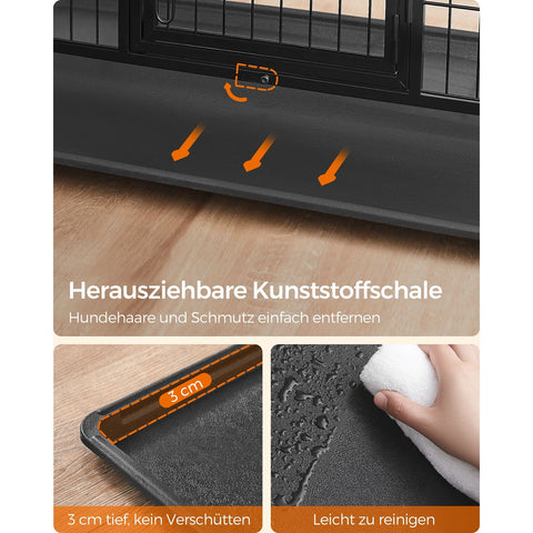 Rootz Heavy Duty Dog Cage - Pet Crate - Steel Construction - Spacious Interior - Easy Access Doors - Removable Tray - 92.5cm x 57.5cm x 64cm