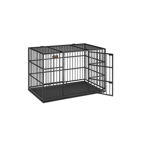 Rootz Heavy-Duty Dog Cage - Pet Crate - Ink Black - Steel Frame - Spacious - 122cm x 75cm x 80cm - 22.6kg