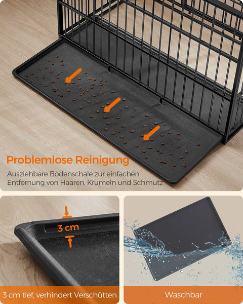 Rootz Heavy-Duty Dog Cage - Pet Crate - Ink Black - Steel Frame - Spacious - 122cm x 75cm x 80cm - 22.6kg