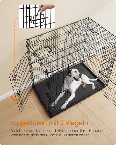 Rootz Dog Transport Box - Pet Carrier - Travel Crate - Durable Steel - 122 x 74 x 114 cm